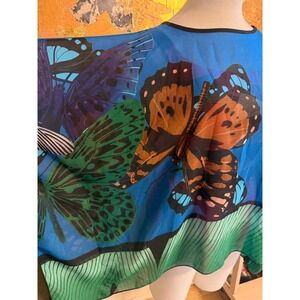 123 Butterfly Colorful Sheer Kimono Top/Cover Up M/L